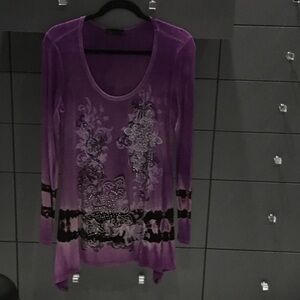 Vocal Purple Long Sleeve Top with Embellishments